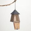 Outdoor Garden Hanging Birdhouse Natural Grey and Brown Wood