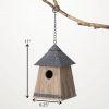 Outdoor Garden Hanging Birdhouse Natural Grey and Brown Wood