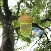 Metal Mesh Outdoor Bird Feeder with Metal Acorn Roof 8.5” Height