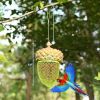 Metal Mesh Outdoor Bird Feeder with Metal Acorn Roof 8.5” Height