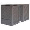 2-Piece Brown Plastic Rattan Composting Bin Set 158.5 Gal; 21 CuFt