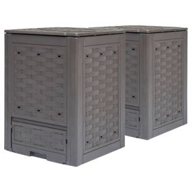 2-Piece Brown Plastic Rattan Composting Bin Set 158.5 Gal; 21 CuFt