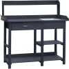 Grey Fir Wood Garden Bench with Drawer and Sink 46x15x48”