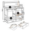 Grey Fir Wood Garden Bench with Drawer and Sink 46x15x48”