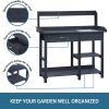Grey Fir Wood Garden Bench with Drawer and Sink 46x15x48”