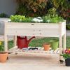Fir Elevated Planter Box on Wheels with Shelf 48” x 23” x 32”