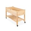 Fir Elevated Planter Box on Wheels with Shelf 48” x 23” x 32”