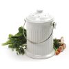 White Ceramic Compost Keeper Bin With Charcoal Filter 1 Gallon