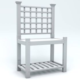 Classic White Vinyl Gardening Bench with Lattice Back 41” x 67”