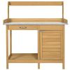 Wood Potting Bench with Metal Top and Storage Cabinet 44x49”