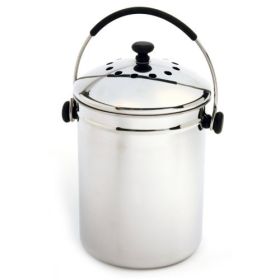 1 Gallon Stainless Steel Kitchen Compost Bin with Charcoal Filter
