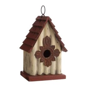 Hanging Outdoor A-Frame Solid Wood Bird House with Slatted Roof 1.18” Opening