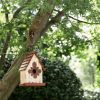 Hanging Outdoor A-Frame Solid Wood Bird House with Slatted Roof 1.18” Opening