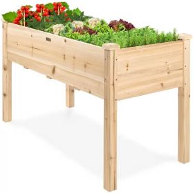 Outdoor Fir Wood Elevated Raised Bed Planter Box 48x24x30”