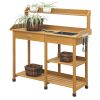 Outdoor Wood Gardening Bench Worktop with Dry Sink 46" x 48”