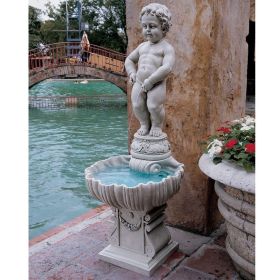 Classical Outdoor Water Fountain Peeing Boy Statue 45.5” Tall