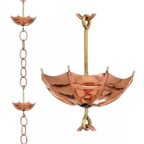 Copper and Brass Rain Chain Gutter Downspout with Umbrella Ornaments 8.5 Ft