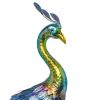 Outdoor Garden Statue Blue/Multi-Color Metal Peacock 28” H