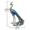 Outdoor Garden Statue Blue/Multi-Color Metal Peacock 28” H