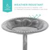 Weather Resistant Polyresin Bird Bath in Rustic Silver Finish 20" Dia