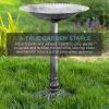 Weather Resistant Polyresin Bird Bath in Rustic Silver Finish 20" Dia