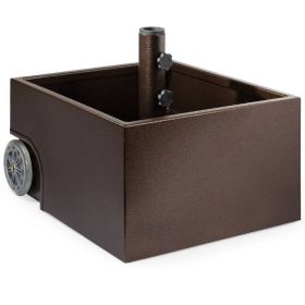 Umbrella Stand Outdoor Planter Box w/Rear Wheels 19.5x15.5”H