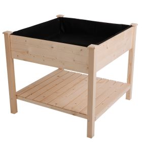 Square Fir Wood Elevated Raised Bed 35.75” x 35.75” x 31.75"
