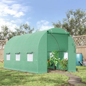 14.5’x6’x6.6’ Hoop Greenhouse w/ Green PE Cover Steel Frame