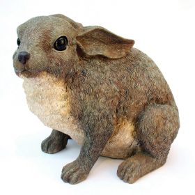 Bunny Rabbit Lifelike Outdoor Statue in Grey Brown Resin 10.6” Height
