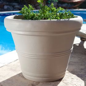 Large Outdoor Planter in Weathered Concrete Finish 26”D x 22”H