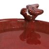 Dark Antique Red Ceramic Bird Bath with Perching Birds 16” Dia
