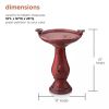 Dark Antique Red Ceramic Bird Bath with Perching Birds 16” Dia