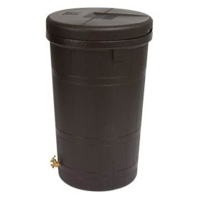 Brown Rain Barrel with Brass Spigot and Removable Lid 50-Gal