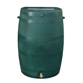 50-Gal Rain Barrel in UV Resistant Plastic w/ Brass Spigot Green