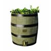 Rain Barrel with Planter Oak Wine Barrel Finish 35 Gallons