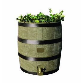 Rain Barrel with Planter Oak Wine Barrel Finish 35 Gallons