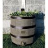 Rain Barrel with Planter Oak Wine Barrel Finish 35 Gallons