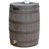 Plastic Brown Oak Barrel 50-Gallon Rain Barrel with Flat Back
