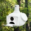 Round Polyethylene Plastic Hanging Birdhouse with Non-Slip Interior - White