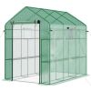 7x4.7 Ft A-Frame Greenhouse Steel Frame and Green PE Cover