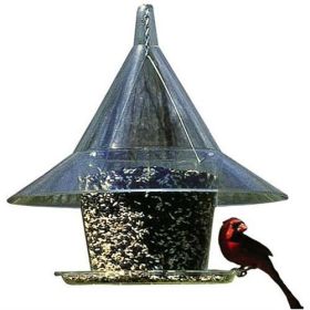 Large Capacity Wild Bird Feeder with 17” Dome Squirrel Guard - Holds 7 Lbs of Feed