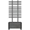 Wooden Garden Planter Box w/ Trellis on Wheels Grey 26x58”