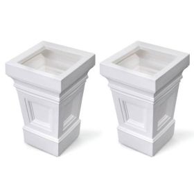 Set of 2 Indoor Outdoor Planter Boxes in White Resin 15x15x24”