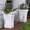 Set of 2 Indoor Outdoor Planter Boxes in White Resin 15x15x24”