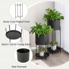 2 PC Black Metal Indoor/Outdoor Planter Stand w/ Bottom Shelf