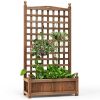 Natural Fir Wood Outdoor Planter Box w/ Trellis 25" x 11" x 48”H
