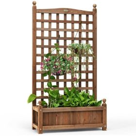 Natural Fir Wood Outdoor Planter Box w/ Trellis 25" x 11" x 48”H