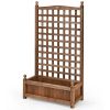 Natural Fir Wood Outdoor Planter Box w/ Trellis 25" x 11" x 48”H