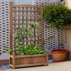 Natural Fir Wood Outdoor Planter Box w/ Trellis 25" x 11" x 48”H