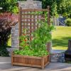 Natural Fir Wood Outdoor Planter Box w/ Trellis 25" x 11" x 48”H